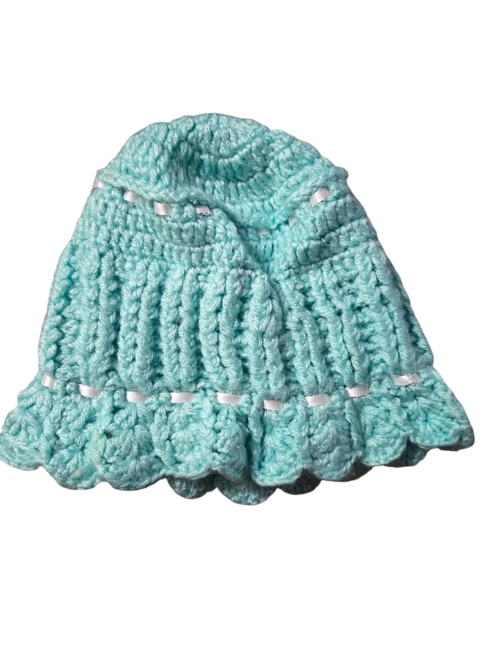 Handmade Light Blue Crochet Sun Hat for Girls